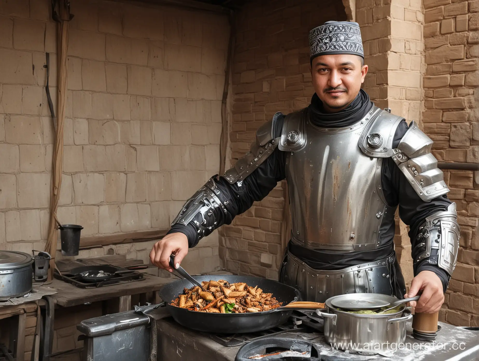 Uzbek-Chef-in-Iron-Armor-Cooks-Shawarma