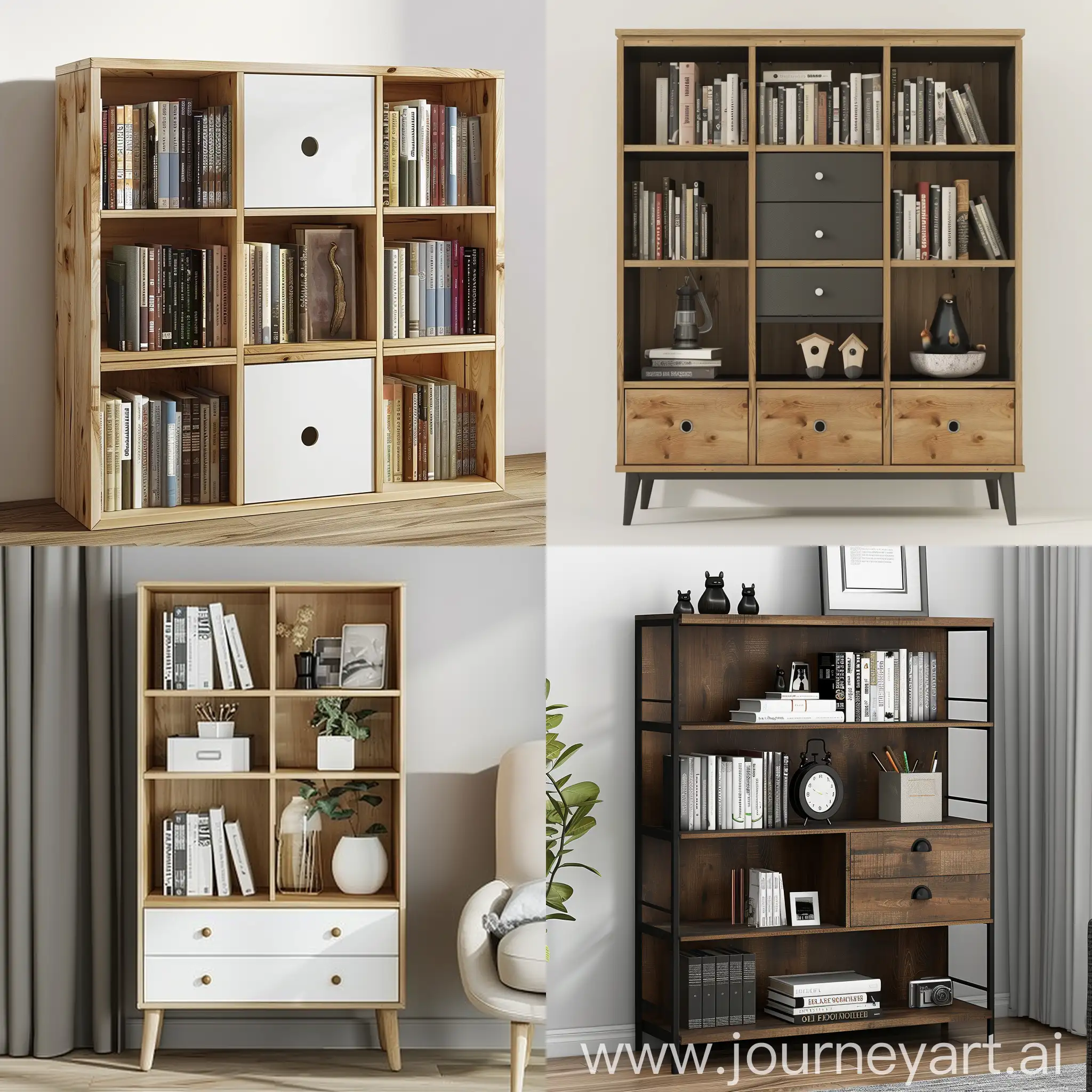 Contemporary-Office-Space-with-Stylish-3Drawer-Bookshelves