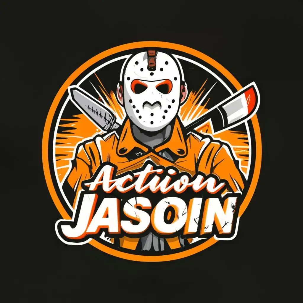 LOGO-Design-for-Action-Jason-Orange-Hockey-Mask-and-Cosplayer-Jason-Voorhees-with-Adventure-Team-Theme