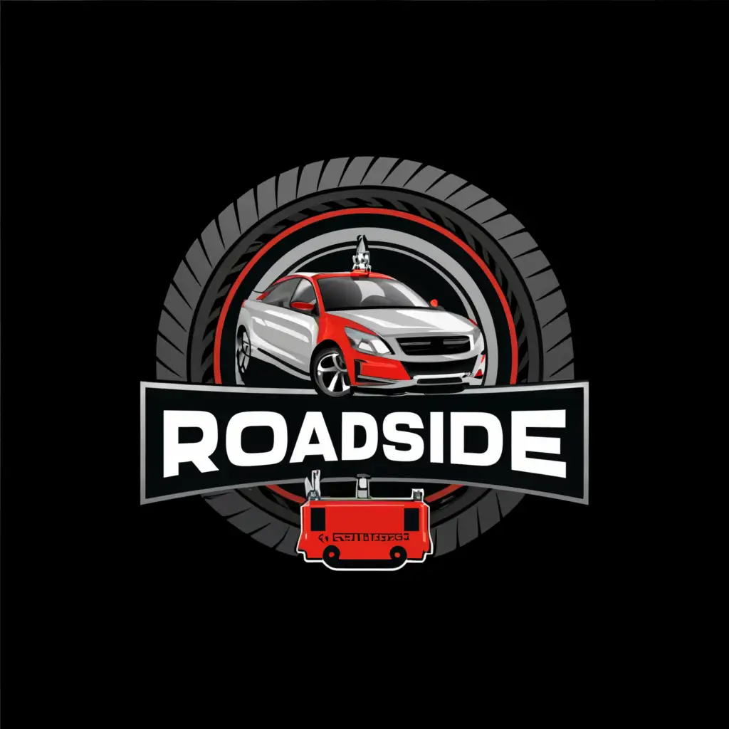 a logo design,with the text "C & ,B ROADSIDE", main symbol:Tire, car, car battery,,Moderate,clear background