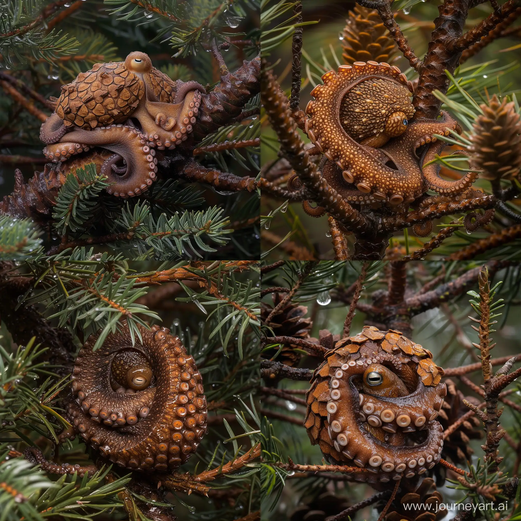 Camouflaged-Pinecone-Octopus-in-Temperate-Pine-Rainforest
