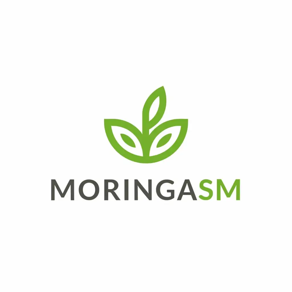 a logo design,with the text "moringasm", main symbol:leaf of moringa and make natural and healthy,Moderate,clear background