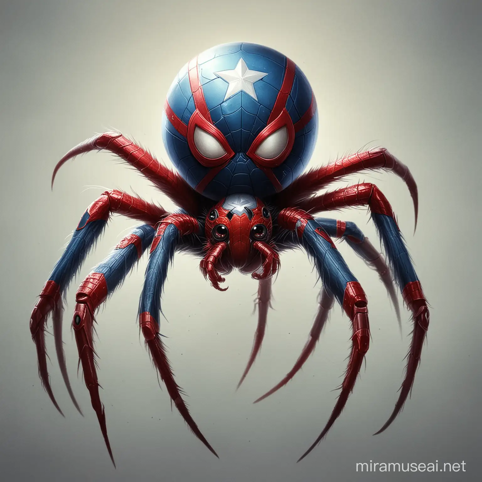 Captain America Spider Animal Courageous Arachnid Hero with Patriotic Spirit
