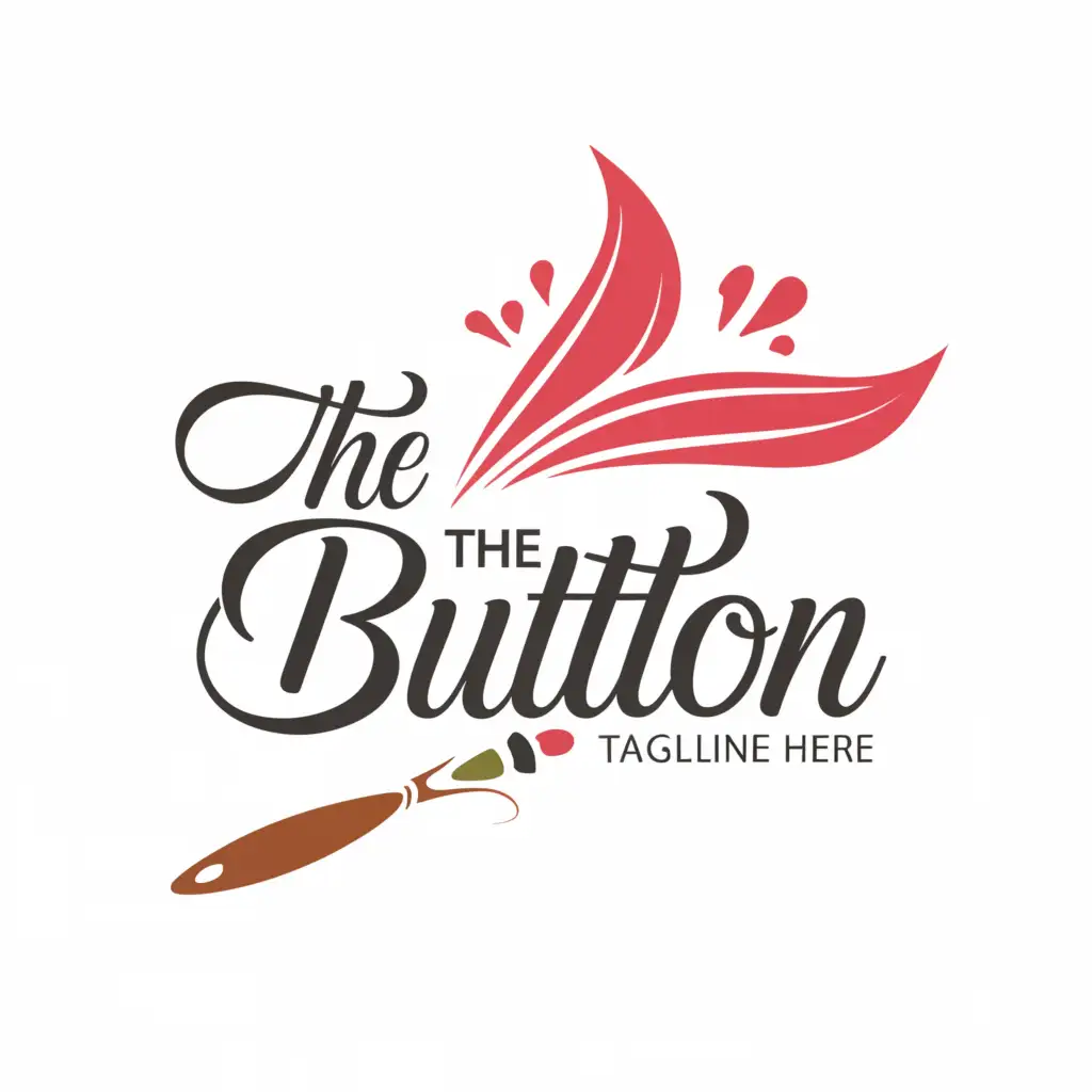a logo design,with the text "The Button", main symbol:give me a logo design idea, using a paintbrush and some flowers,Moderate,clear background