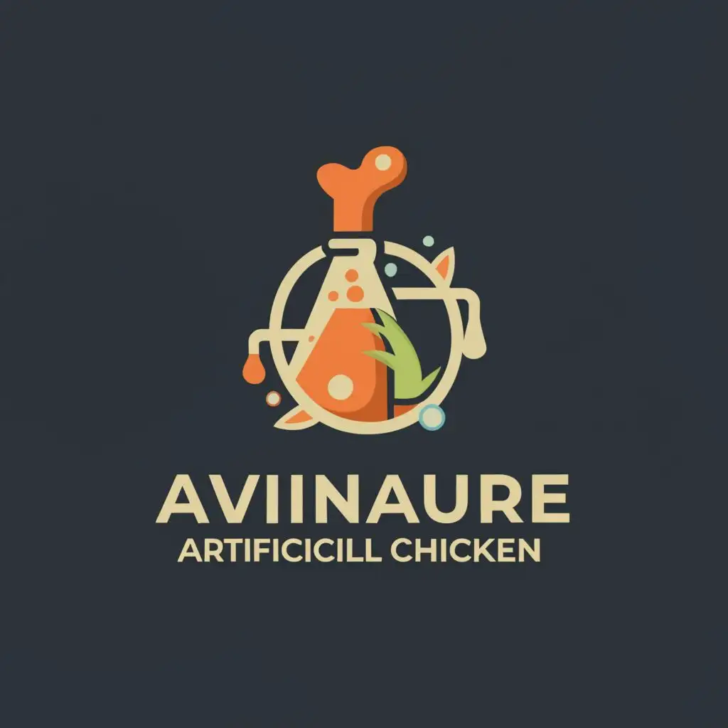 a logo design, with the text "AVINATURE ARTIFICIAL CHICKEN", main symbol: CHICKEN LEG SCIENCE, Moderate, be used in the Restaurant industry, but biological feel, clear background