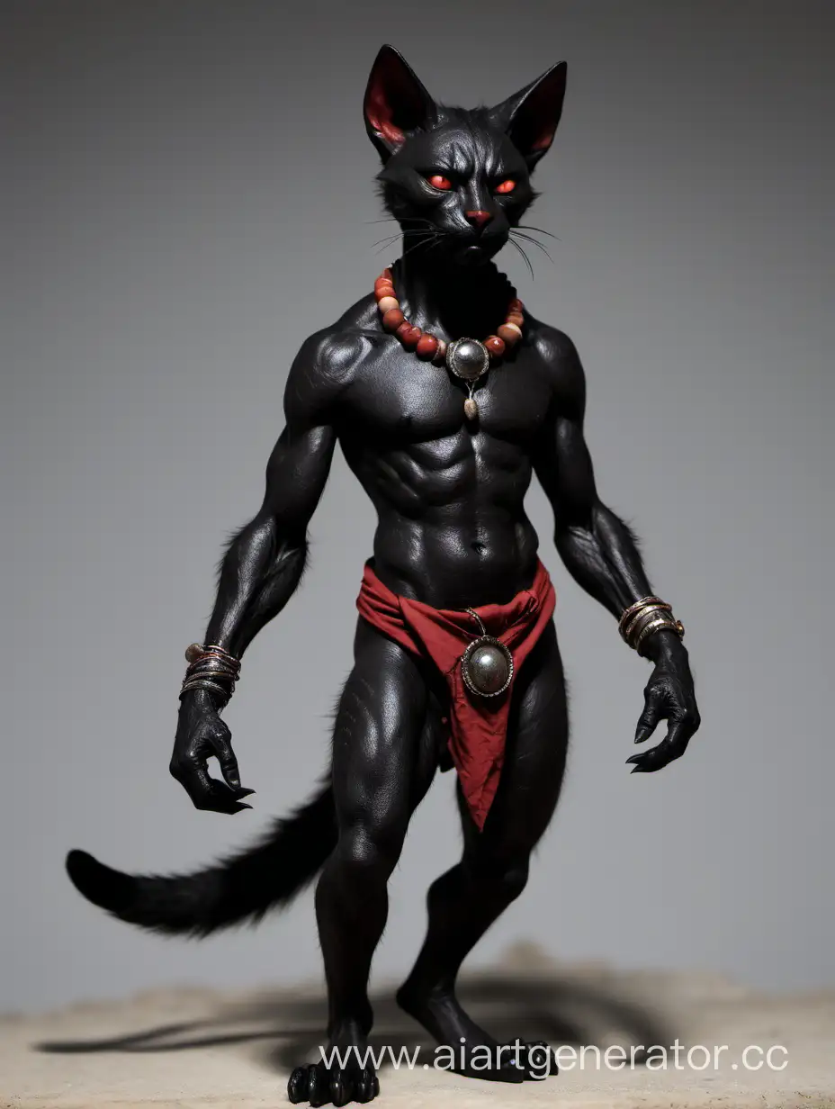 Black catfolk, Rouge, Paleolithic, male