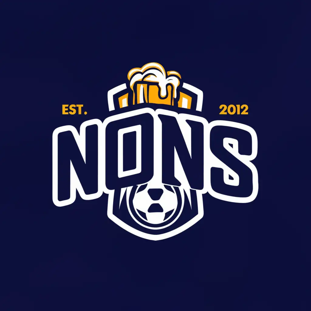 a logo design, with the text 'NONS', 'est. 2012' main symbol: soccer, beer league, club logo, Moderate, be used in Sports Fitness industry, clear background
