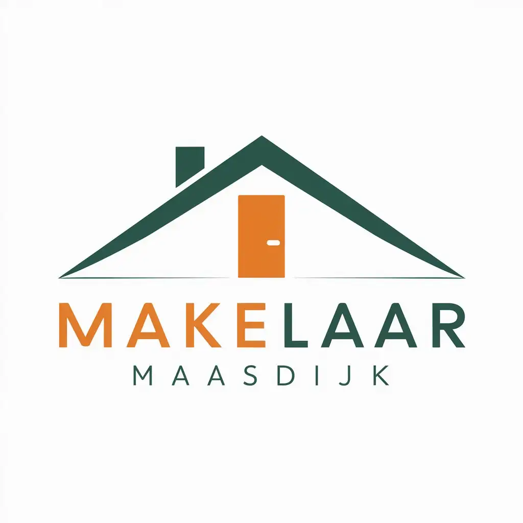 Maak een logo voor een makelaar. Makelaar Maasdijk. Gebruik oranje en groen.