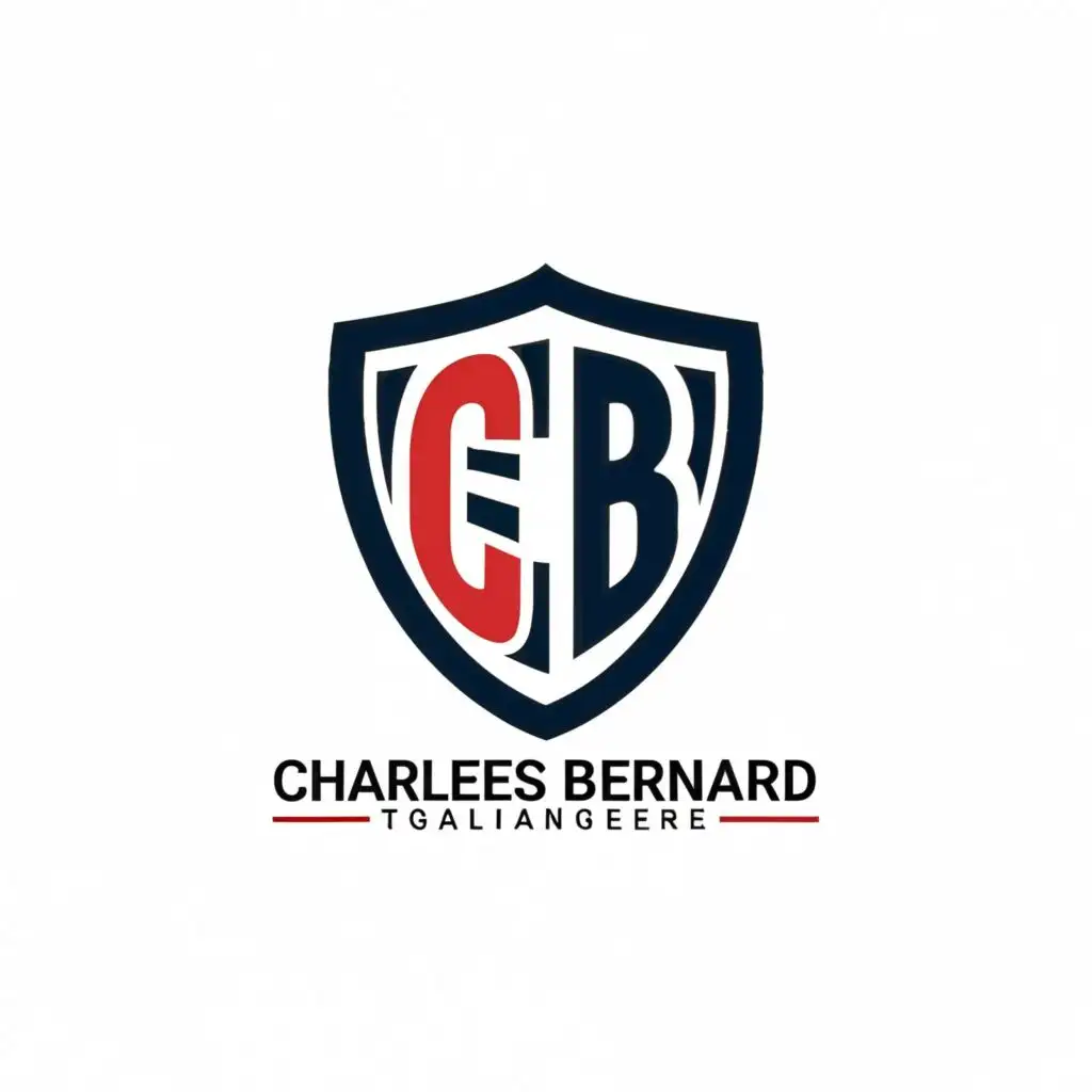 logo, shield icons looks like a combination of the letters CB, with the text "Charles Bernard", typography, be used in Retail industry