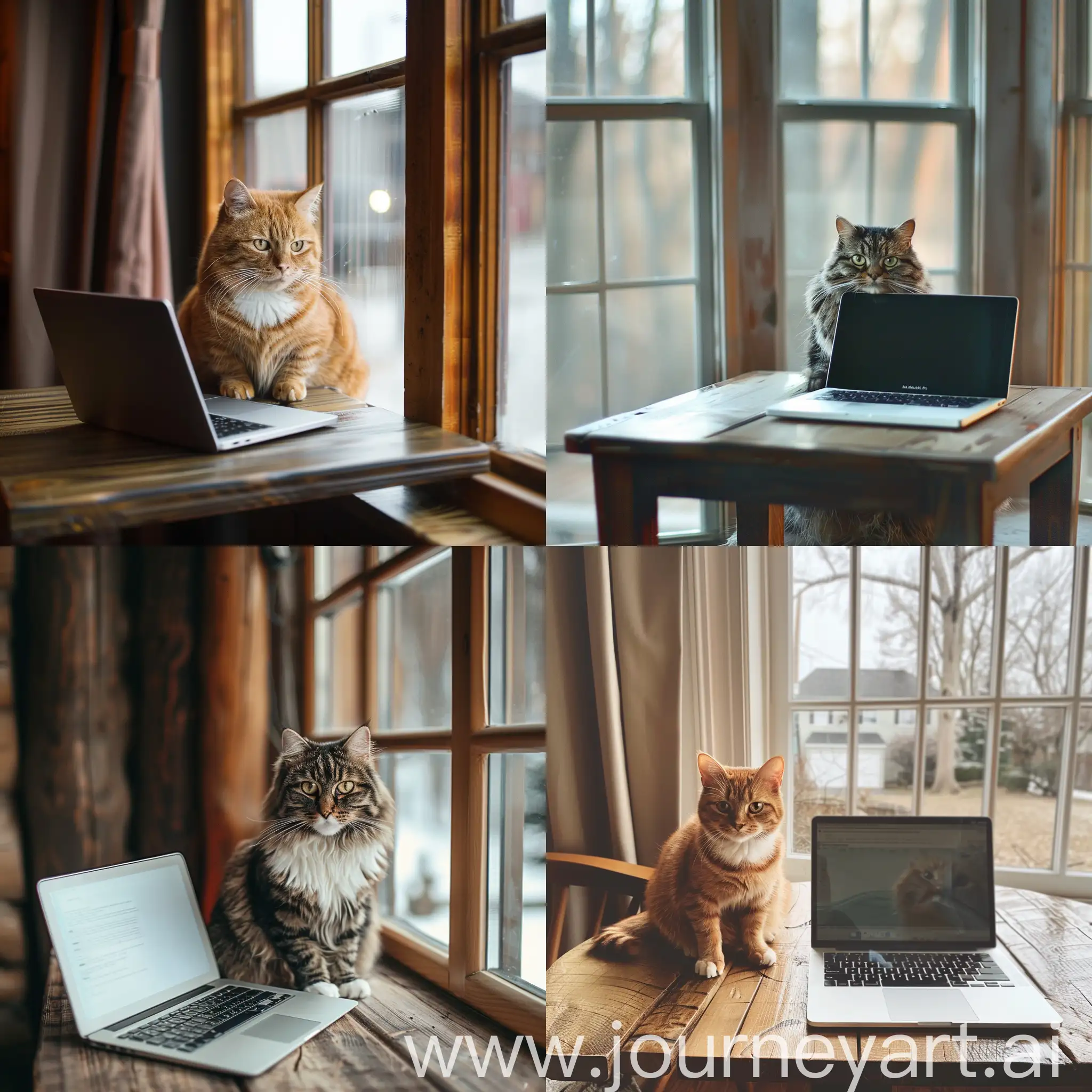 Bold-Cat-Working-on-a-Laptop-by-the-Window