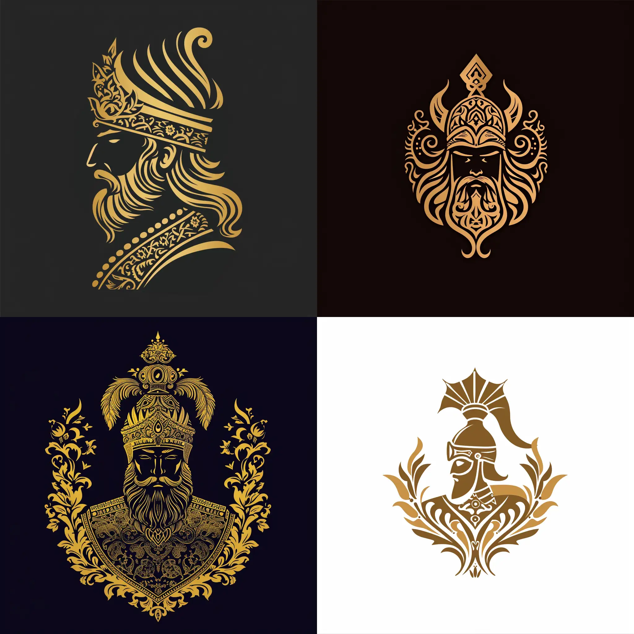 imagine an image of  luxurious embelms style logo inspired of persian warrior for traditional persian icecream. logo design style