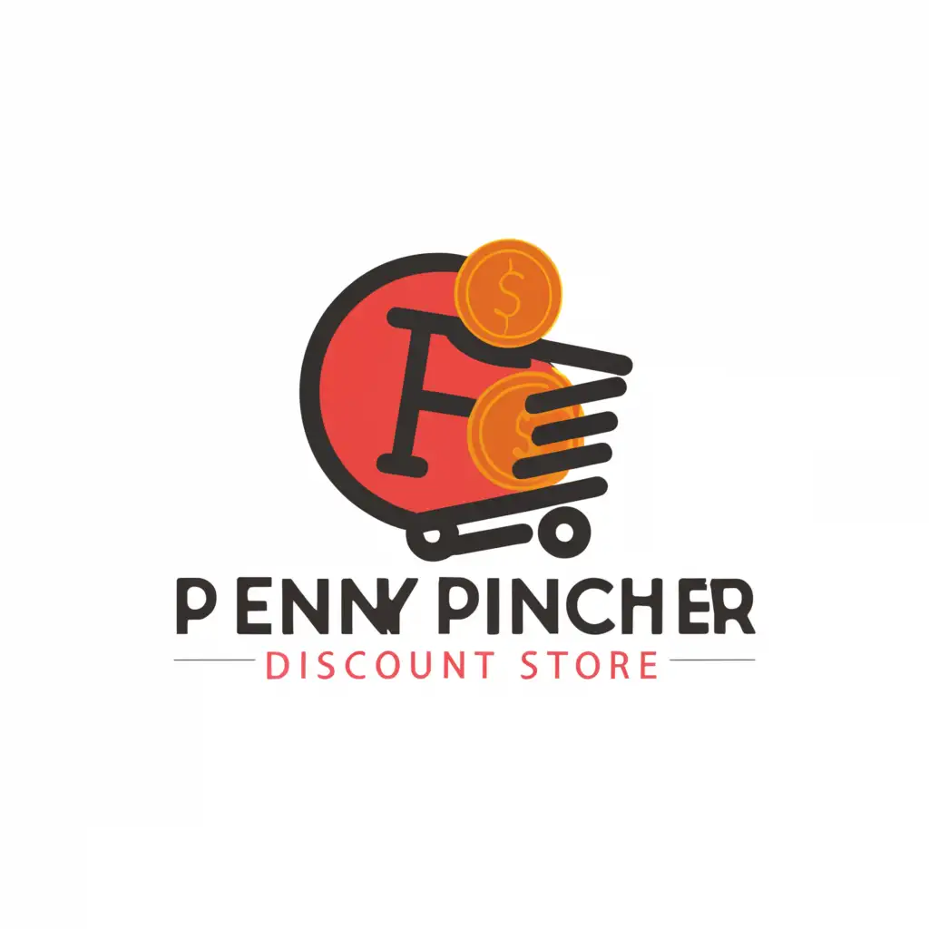 a logo design,with the text "Penny pincher discount store", main symbol:need logo include penny pincher coin and discount store,Moderate,clear background