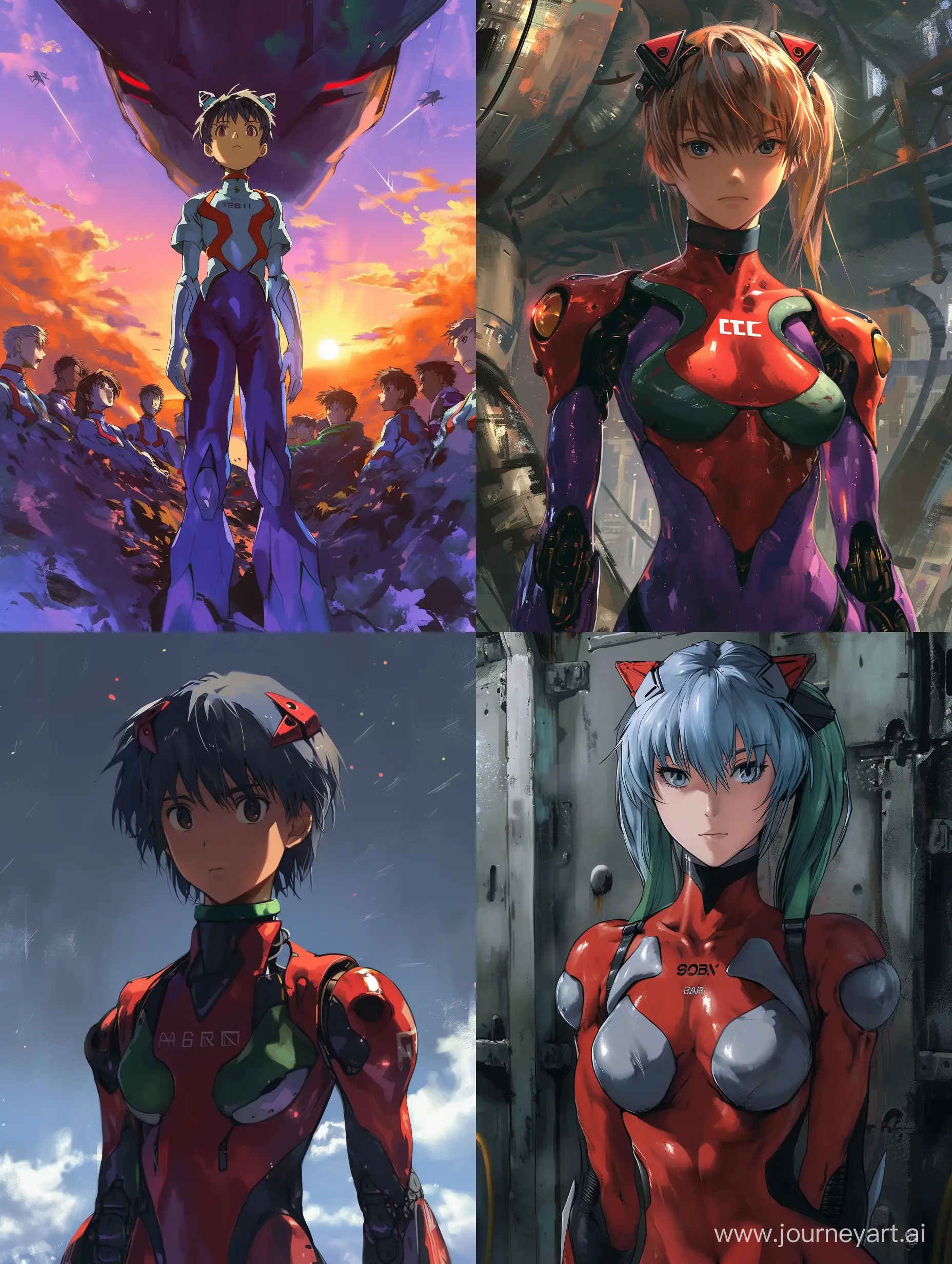 A picture of Neon Genesis Evangelion inspired by Studio Ghibli Art Style