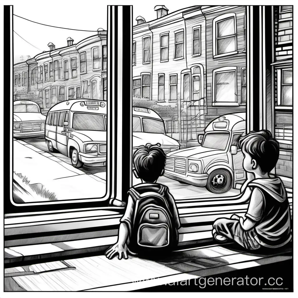 Young-Boy-Timmy-Watching-Buses-Near-His-Home-in-Transportville