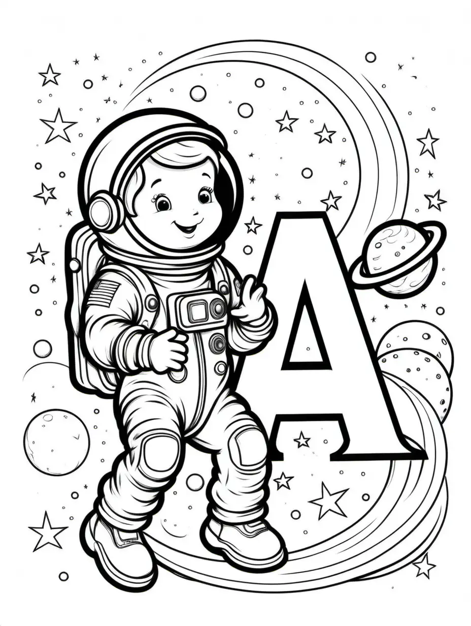 Buchstabe A mit ein Astronauten Malbuch für Kinder Bild


