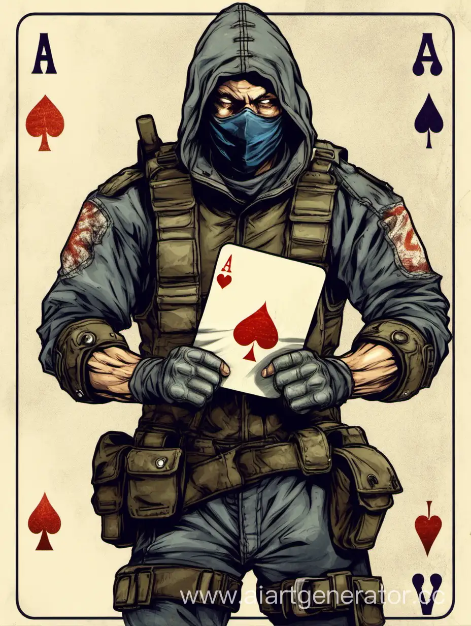 Standoff-Fighter-Holding-a-Mysterious-Playing-Card