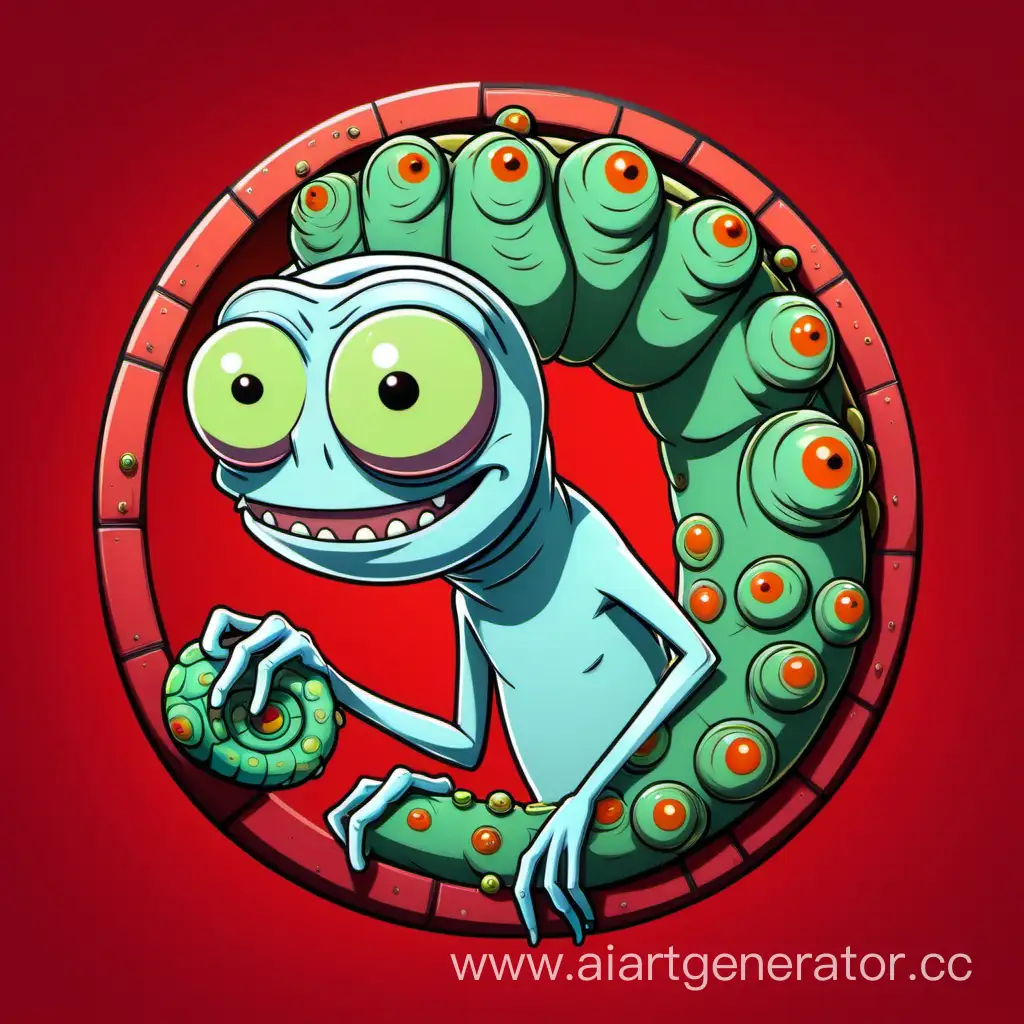 Rick-and-Morty-Portal-with-Chameleon-on-Red-Background