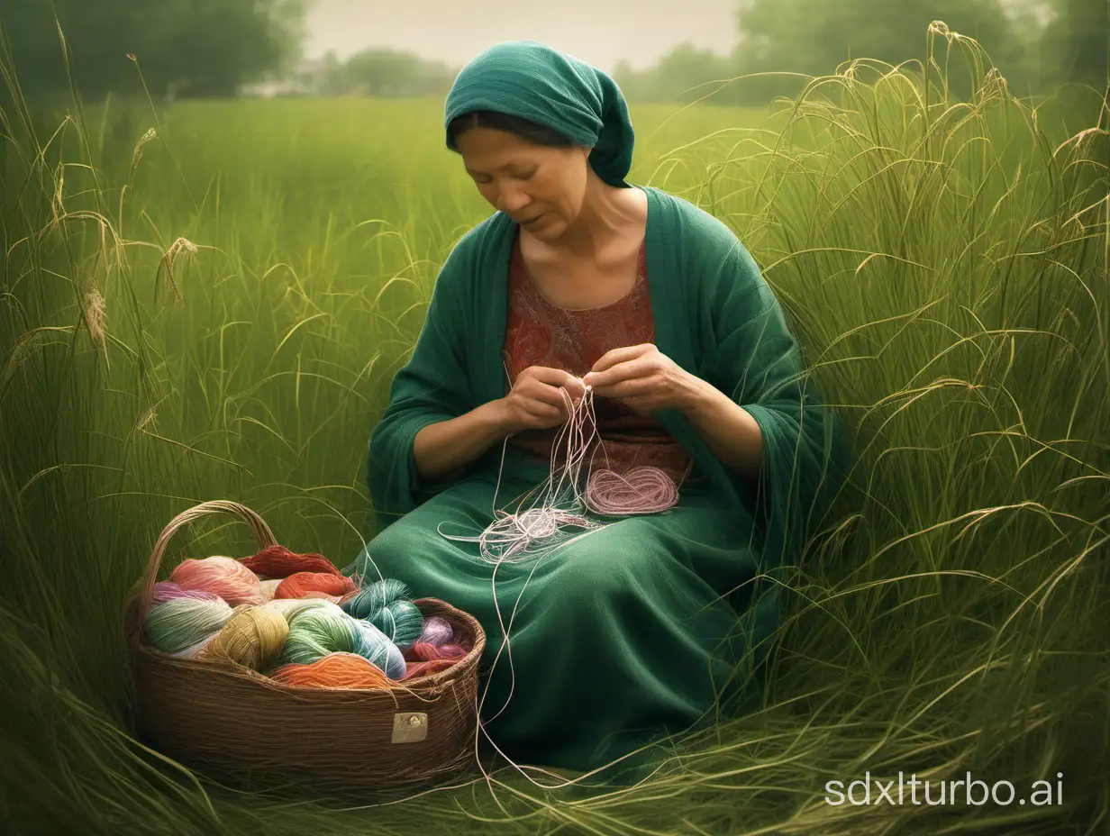 Mother-Sewing-Clothes-for-Departing-Child-Heartfelt-Farewell