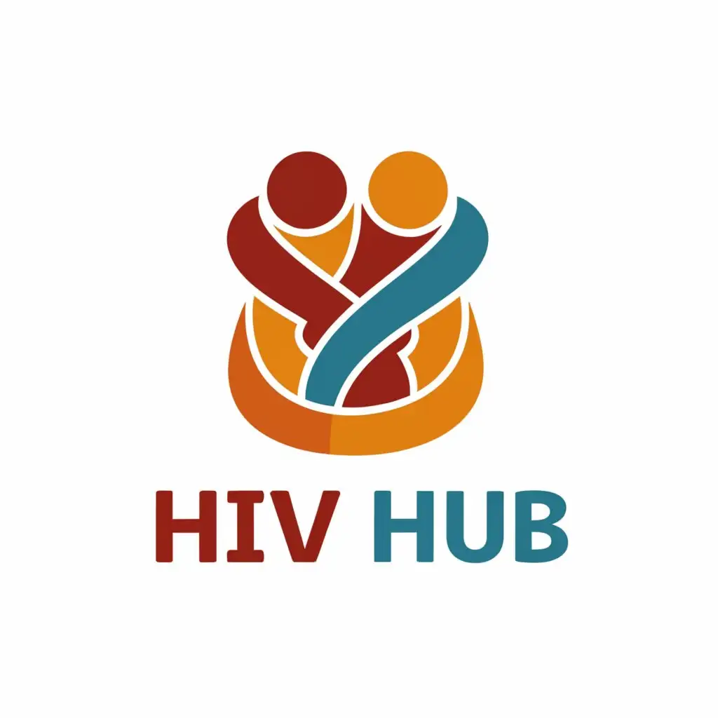 a logo design,with the text "HIV  Hub", main symbol:two persons hugging face to face,Moderate,clear background