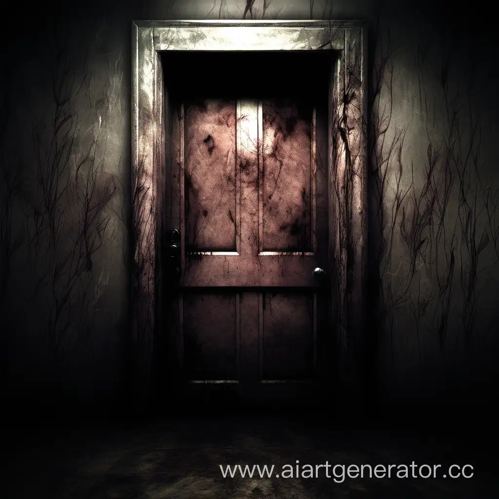 Door, silent hill game style, scary, horror,