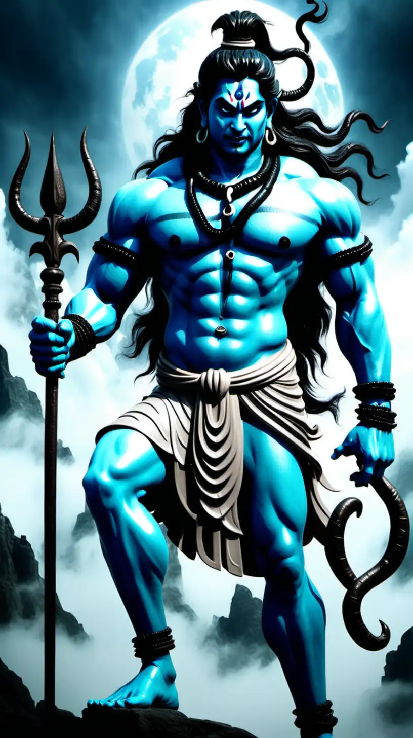 Disneystyle Angry Lord Shiva with Trishul Art