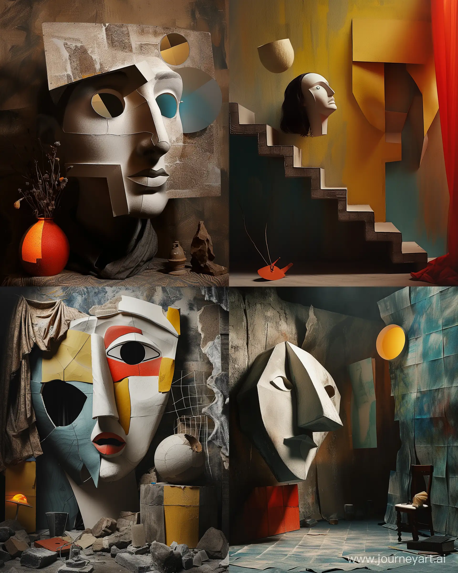 https://i.postimg.cc/PrxkBXnZ/2959340a-d210-4d65-88b0-ab3f21dd092b.png, staged photography of an atmosphere made by picasso, cubist art, surrealism --ar 4:5