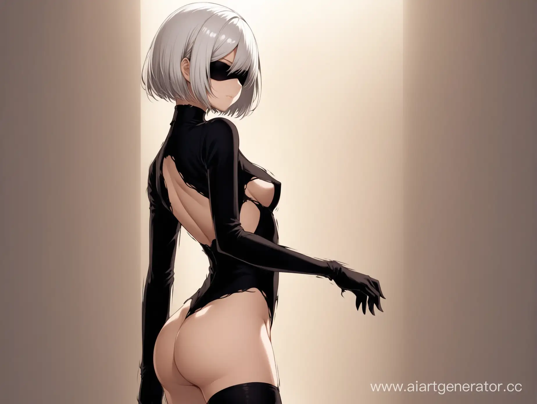 Elegant-Android-2B-from-NieR-Automata-in-a-Nude-Pose