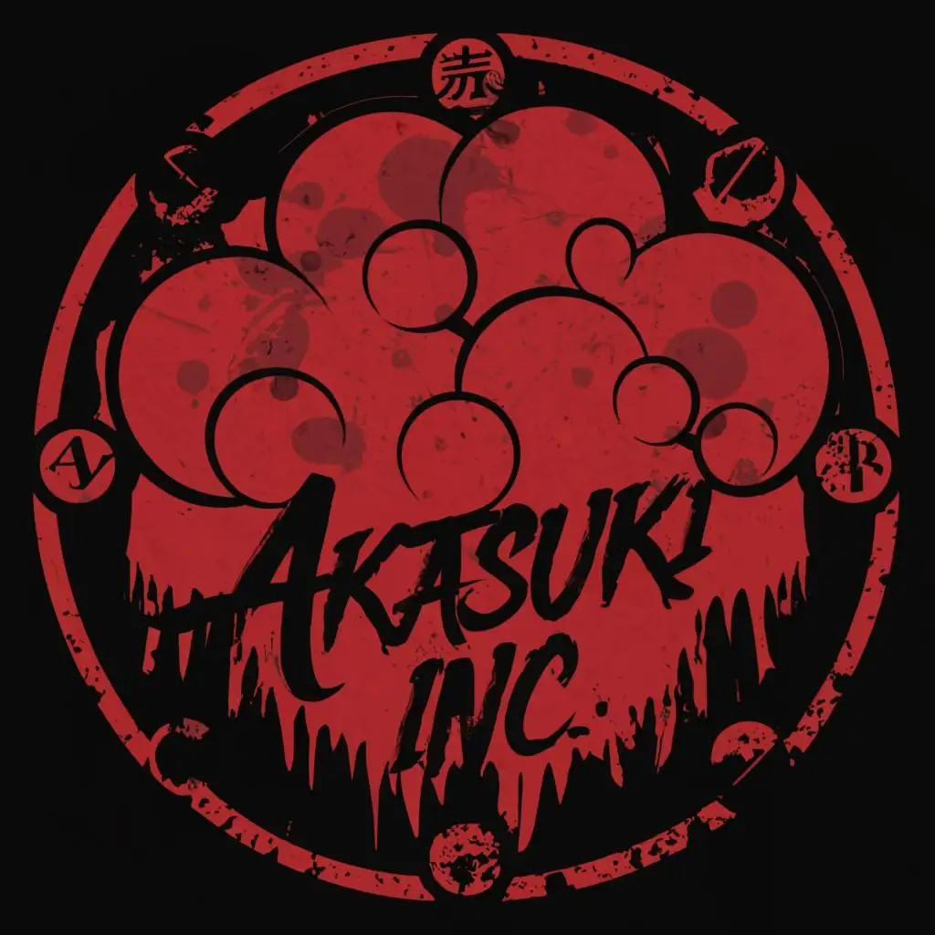 logo, red clouds blood, with the text "AKATSUKI INC", typography