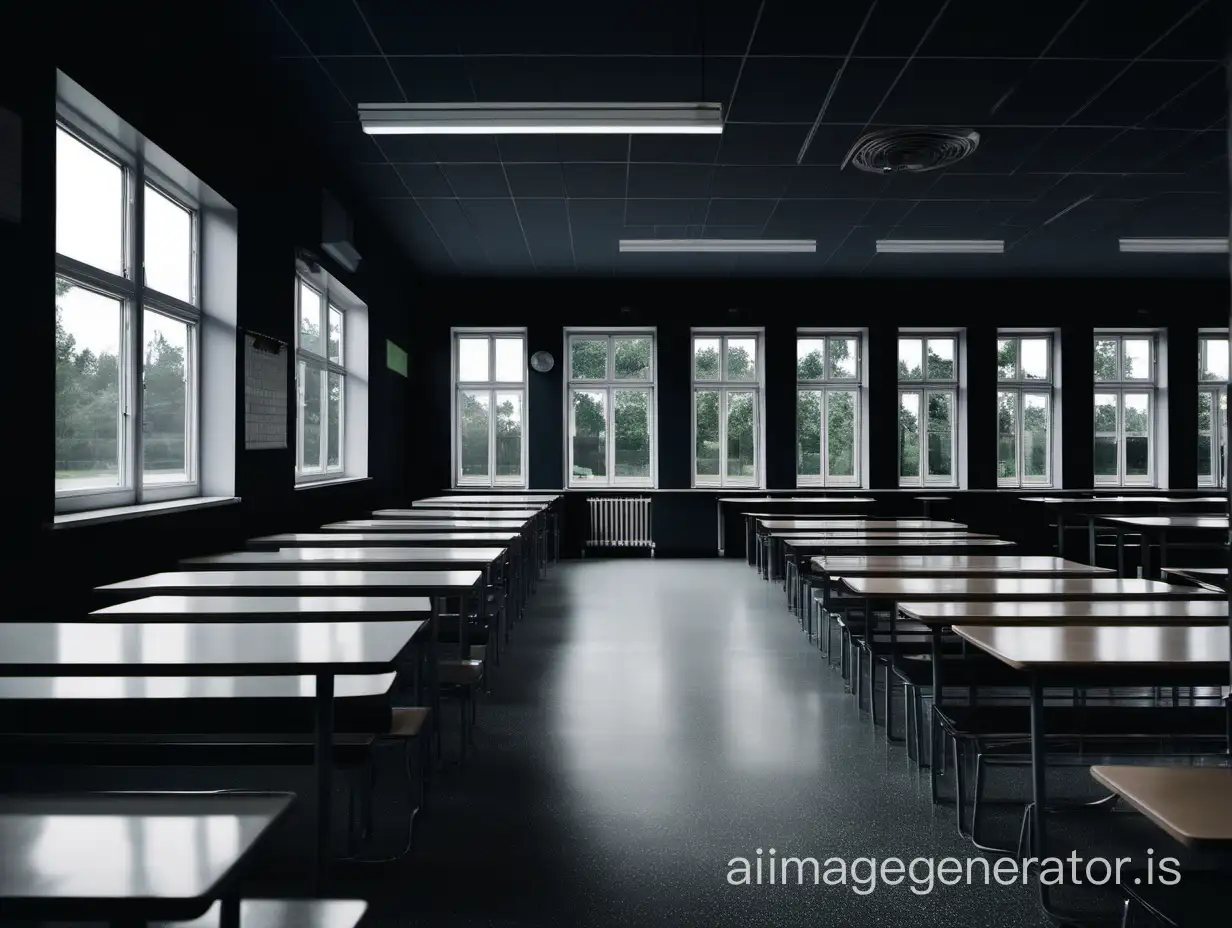 School canteen in sweden with dominating dark background