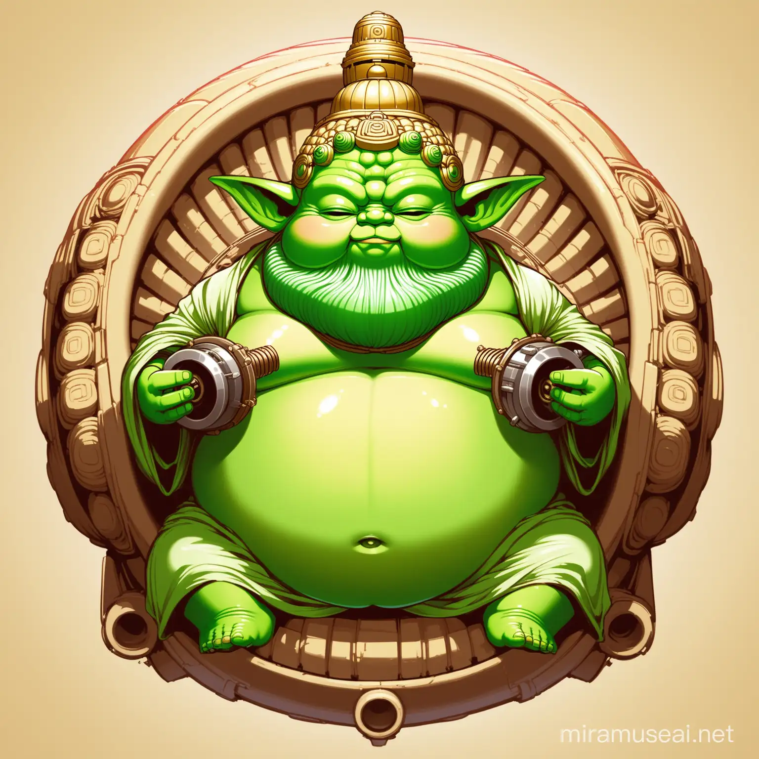 fat Yoda Buddha with beard ENGINE turbo scroll