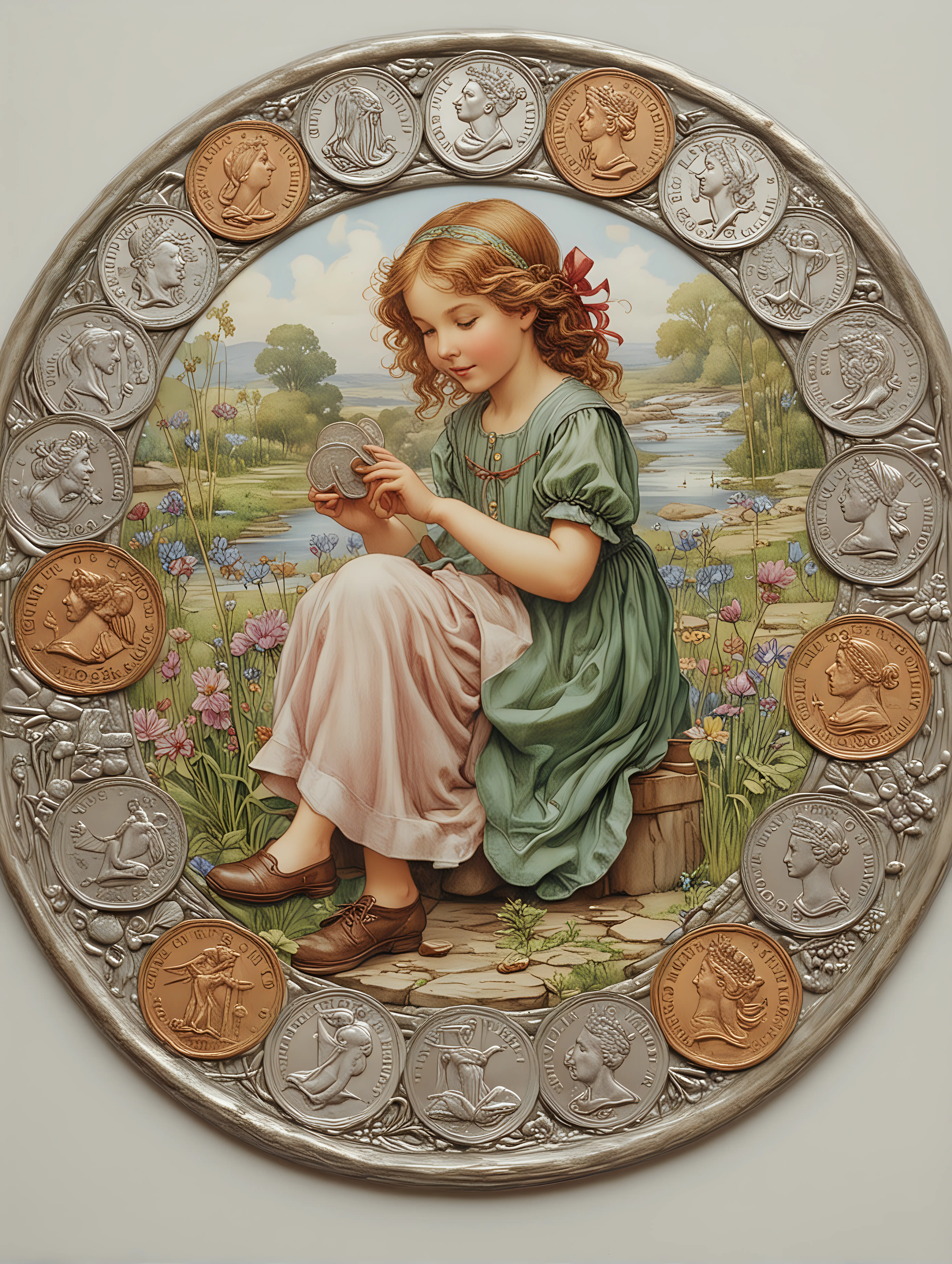 Enchanting Cicely Mary Barker Style Illustration Delightful Coin Collection