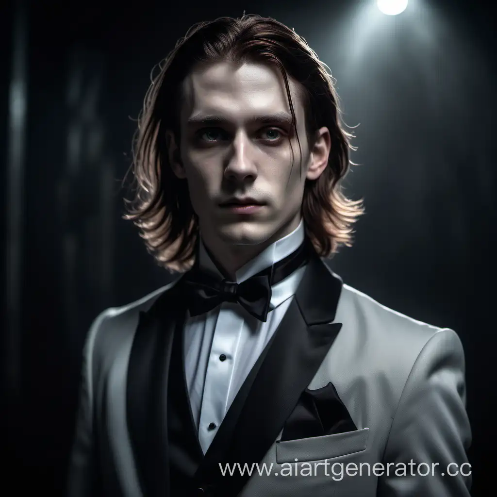 Gothic-Portrait-Handsome-Young-Man-in-Gray-Tuxedo-with-Dynamic-Lighting