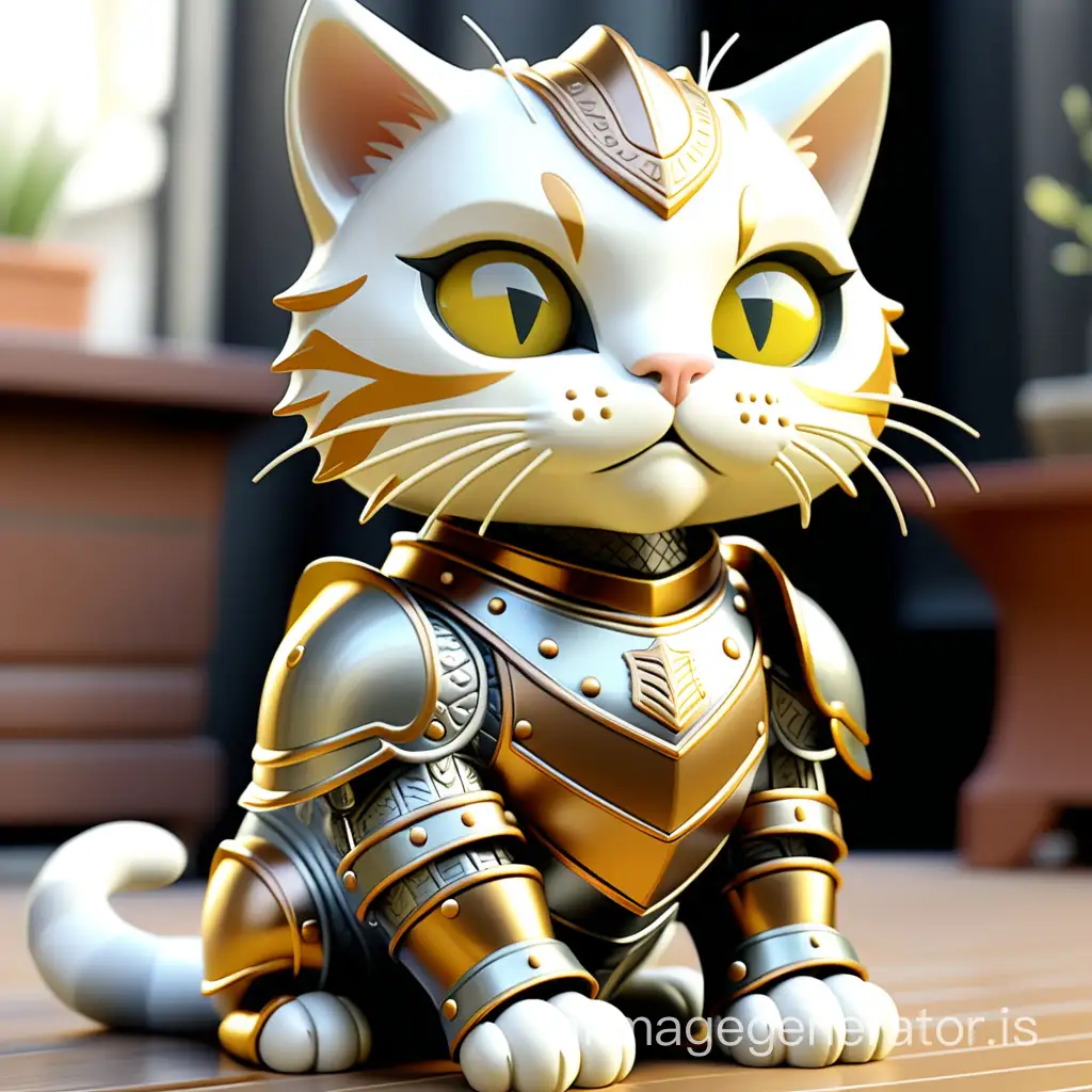gold silver bronze cat with armour