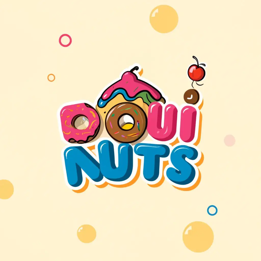 a logo design,with the text "DOUI NUTS", main symbol:Donuts 
Mountain
Summer
,Moderate,clear background