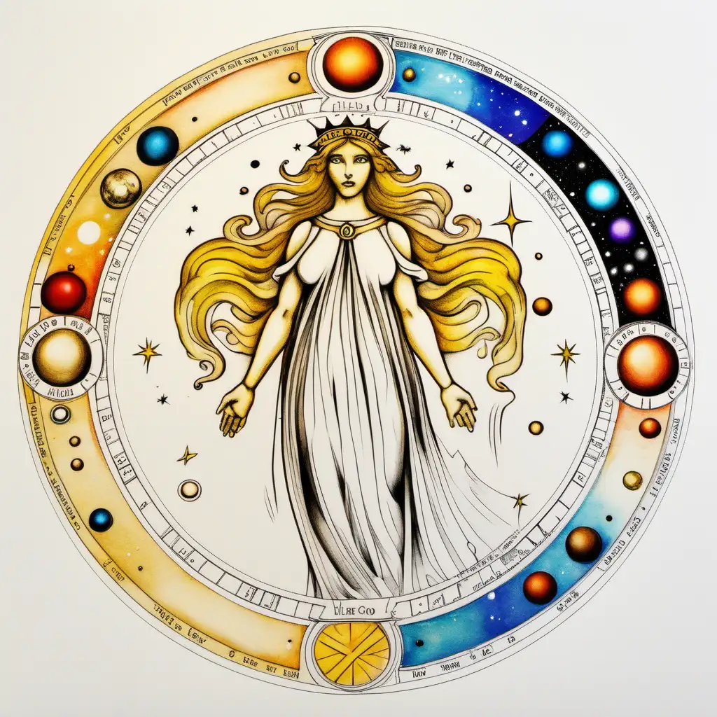  astrology  pluto in virgo drawings little colored on white paper front view