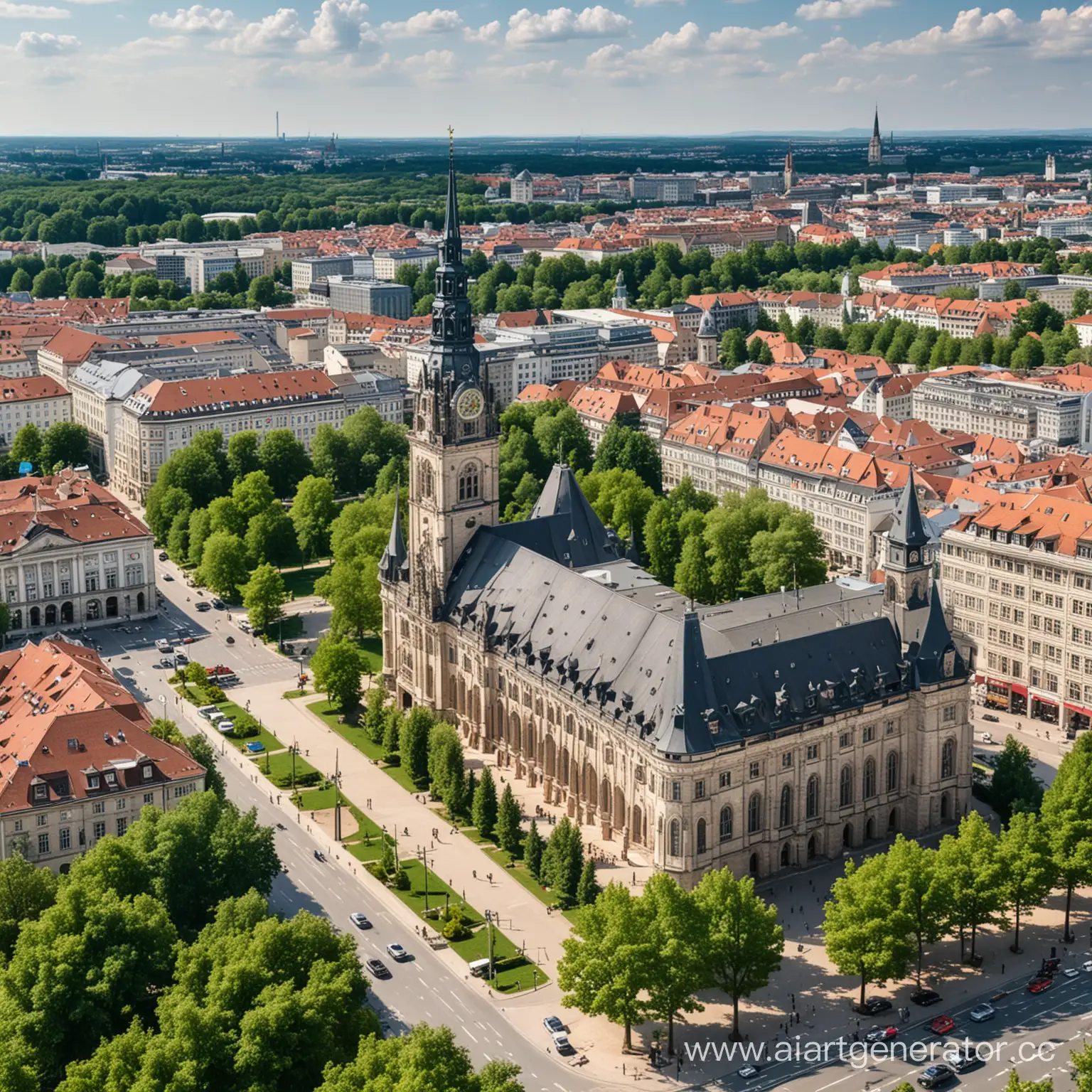 Scenic-Cityscape-of-Sunny-Germany-with-Historical-Architecture-and-Mayoral-Residence