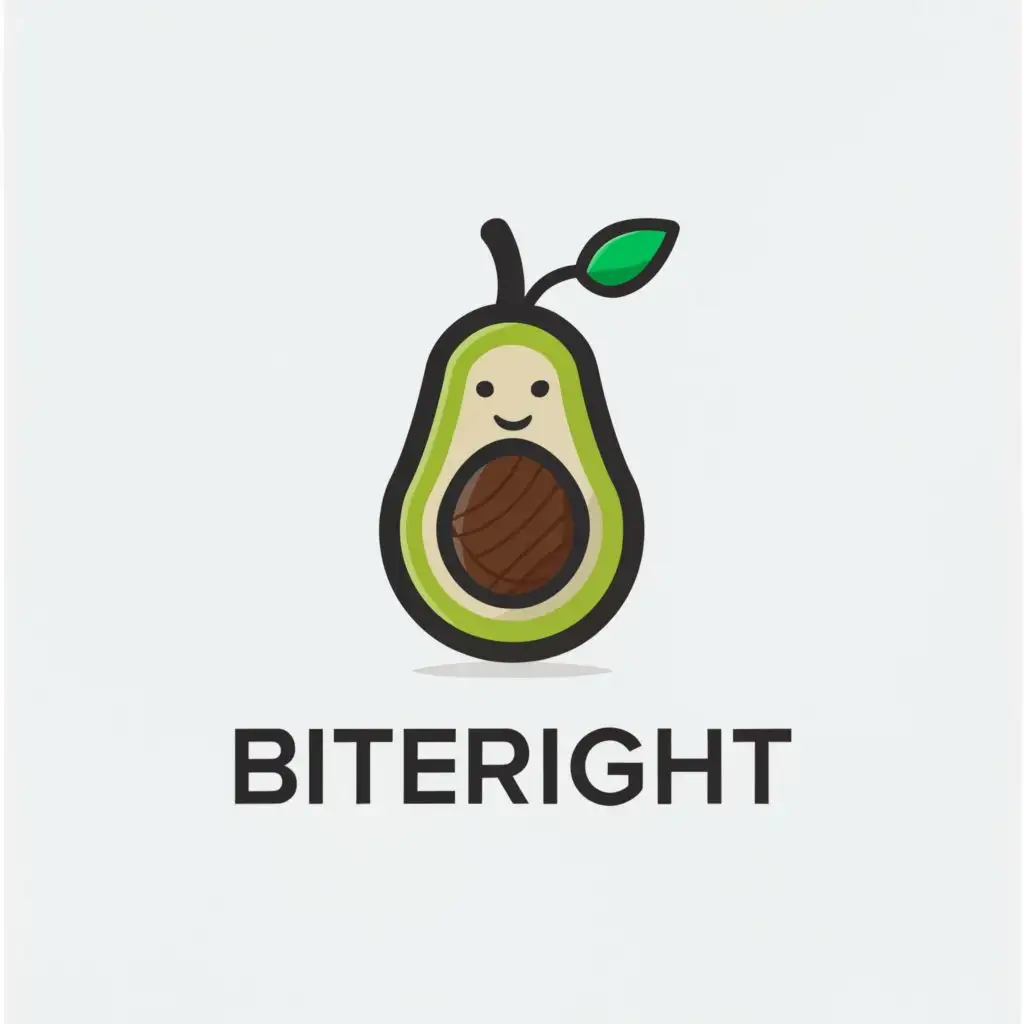 a logo design,with the text "BiteRight", main symbol:avocado,Minimalistic,be used in Sports Fitness industry,clear background