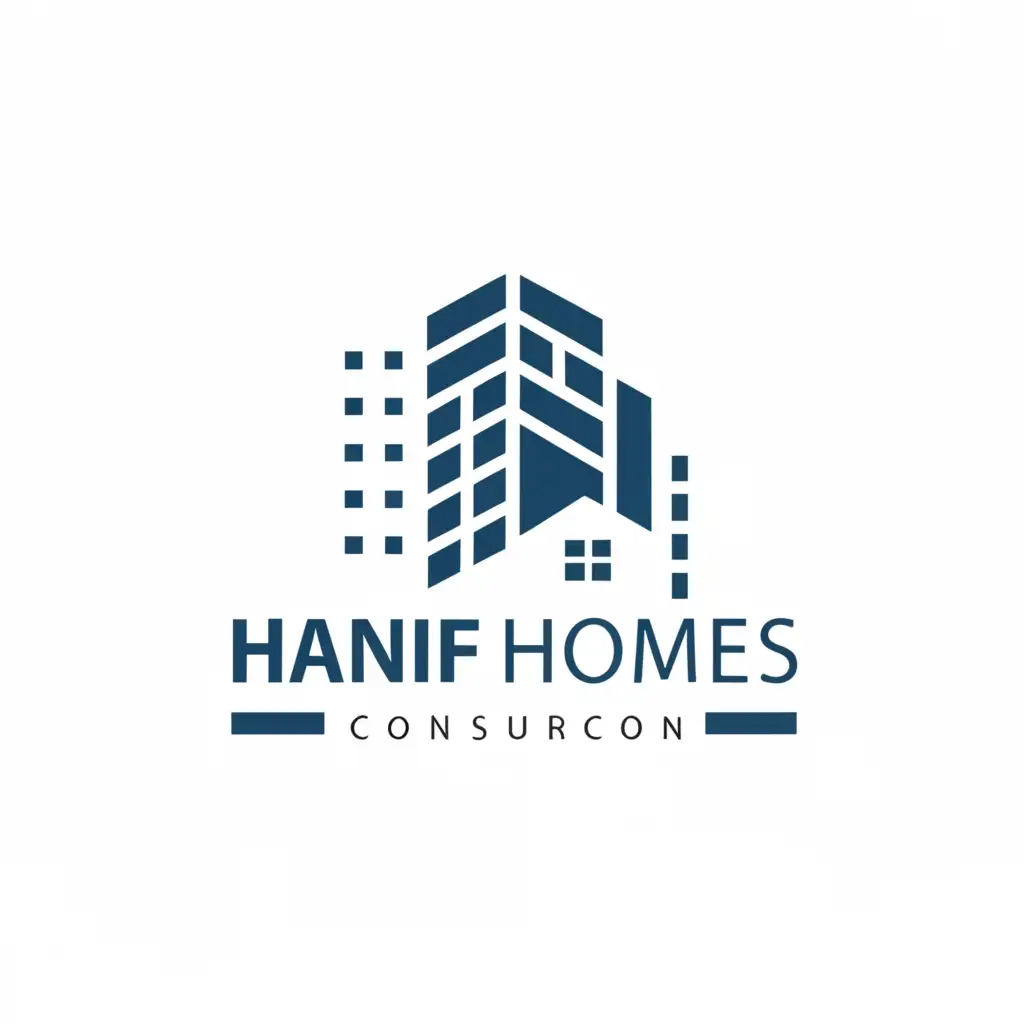 a logo design,with the text "HANIF HOMES", main symbol:BUILDING,Moderate,be used in Construction industry,clear background