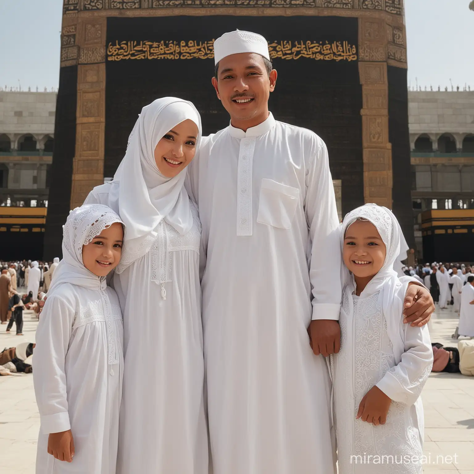Indonesian Family in Traditional Attire at Kabah