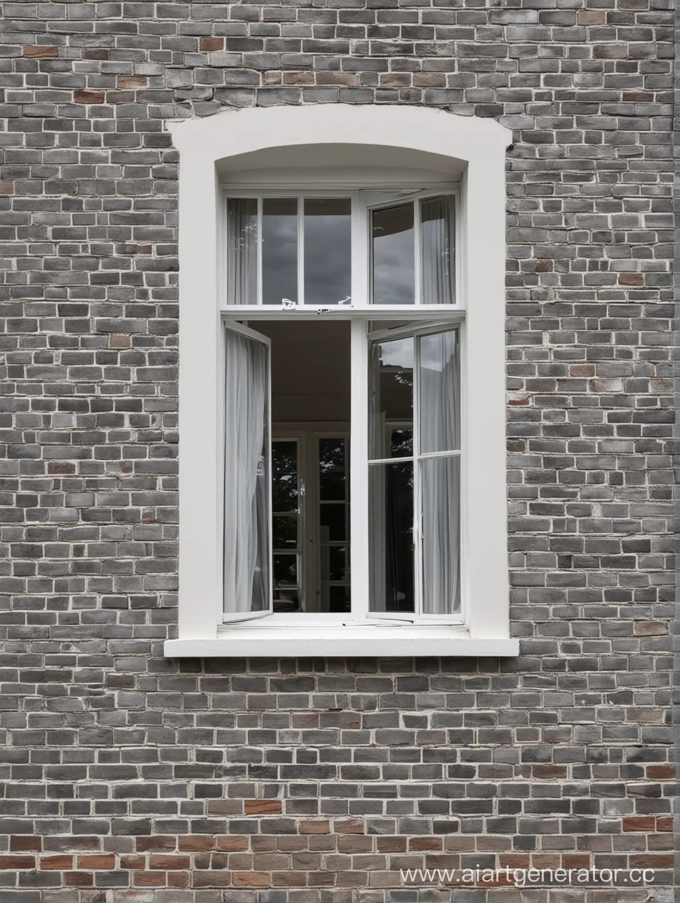 one-storey brick house grey white windows
