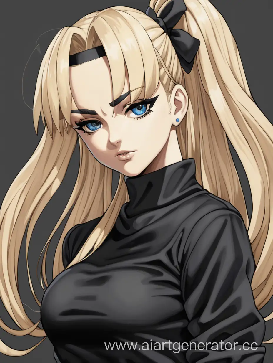 BlondeHaired-Girl-in-Stylish-Black-Outfit-Jojo-Inspired-AI-Art