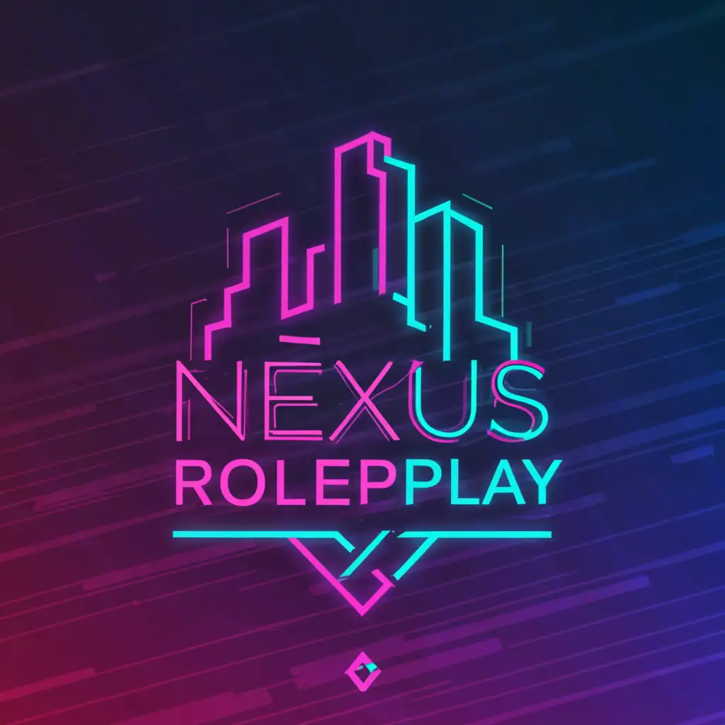 a logo design,with the text "Nexus Role Play", main symbol:GTA los santos neon colors apng,Moderate,clear background