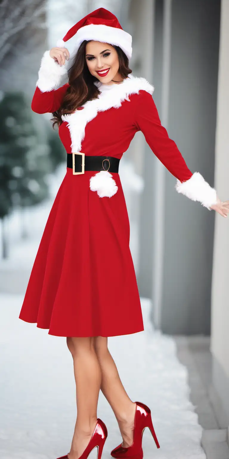 Sensual Holiday Fashion Elegant Woman in Christmasinspired Outfit