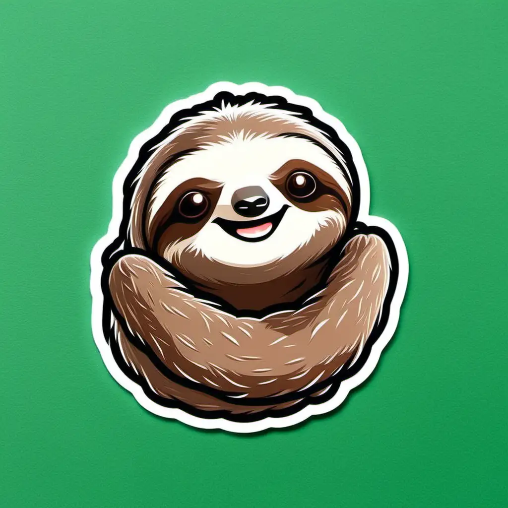 Cheerful Sloth Sticker with a Grin Happy and Playful Animal Decal