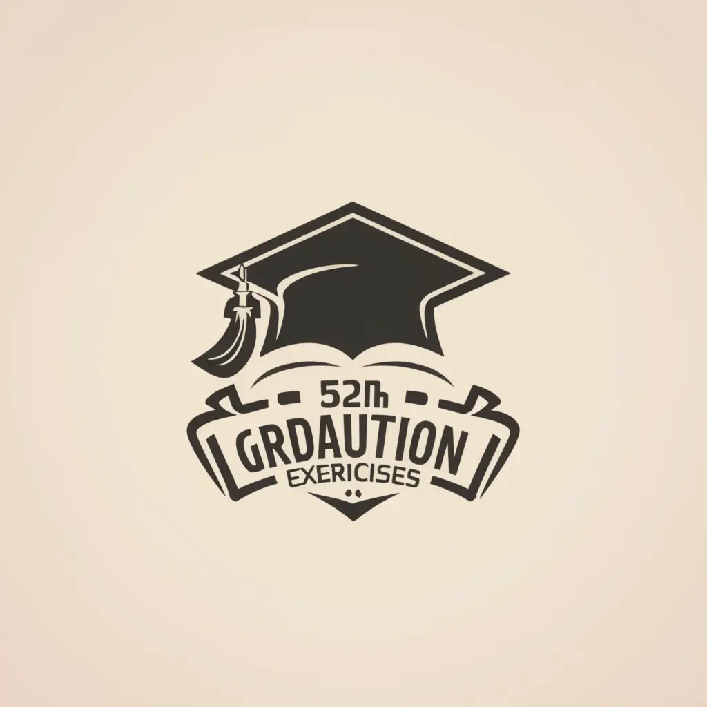 a logo design,with the text "52nd Graduation Exercises", main symbol:GRaduation, Diploma, Toga,Moderate,clear background