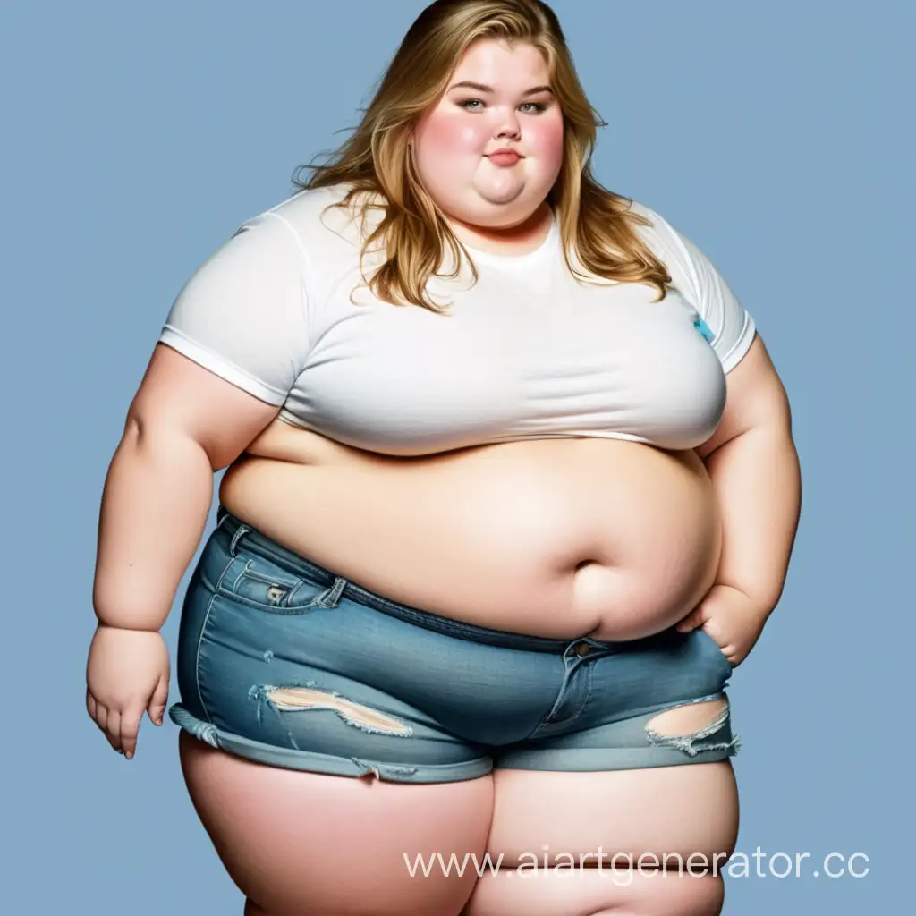 Fat girls in short shorts and shirt t-shirt