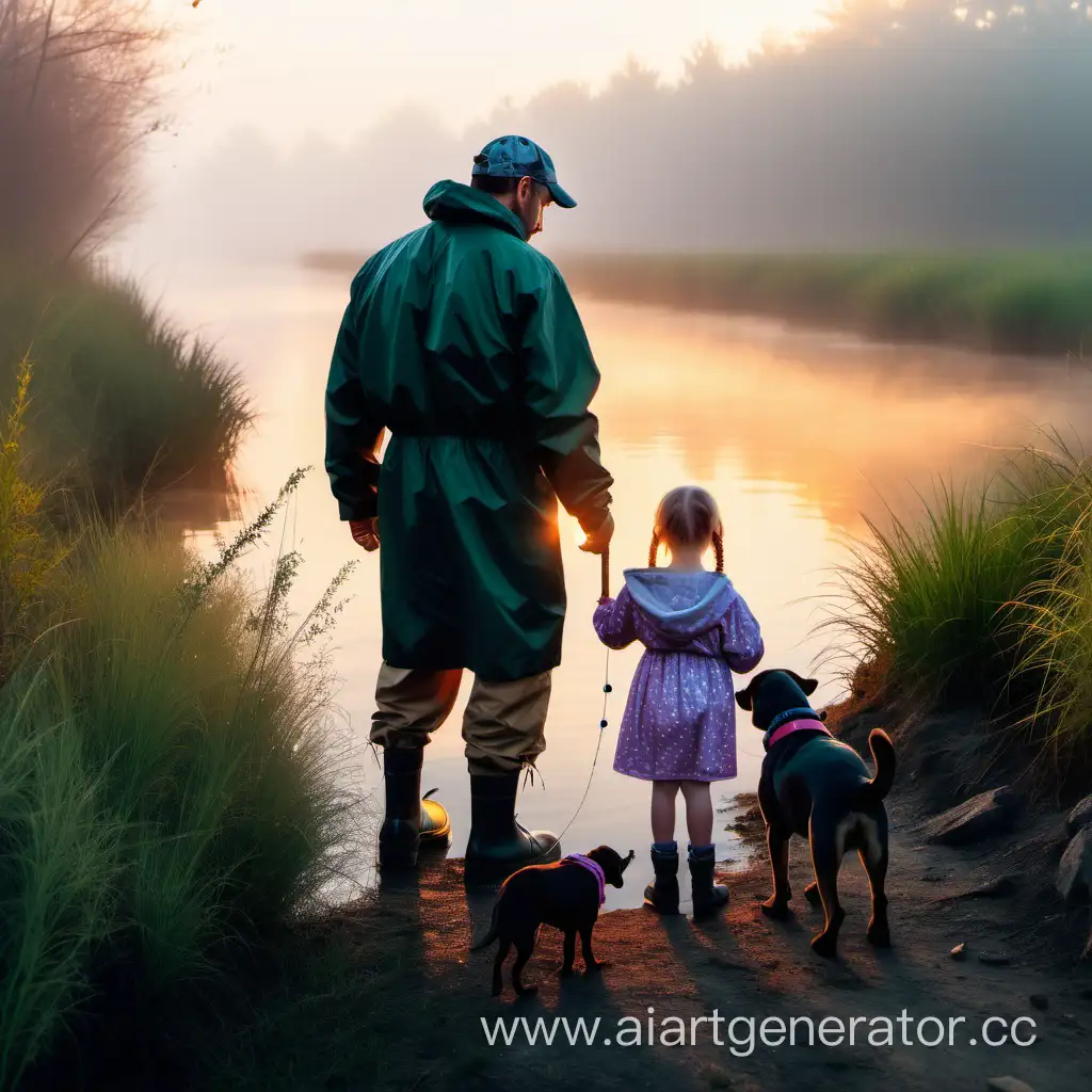 Dawn-Fishing-Tender-Moments-with-Father-Daughter-and-Dog