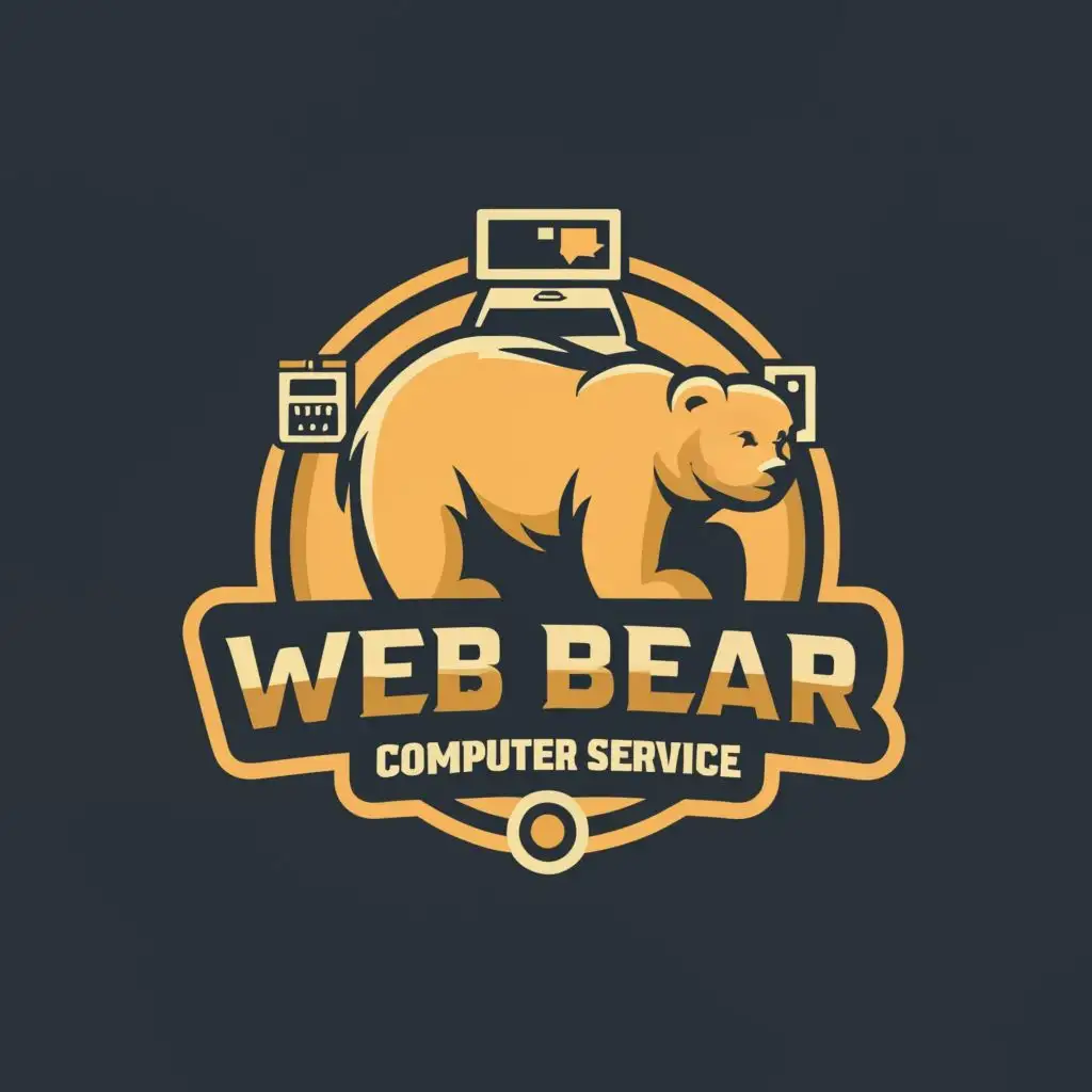 logo, Bear, with the text "Web Bear Computer Service", typography, be used in Technology industry