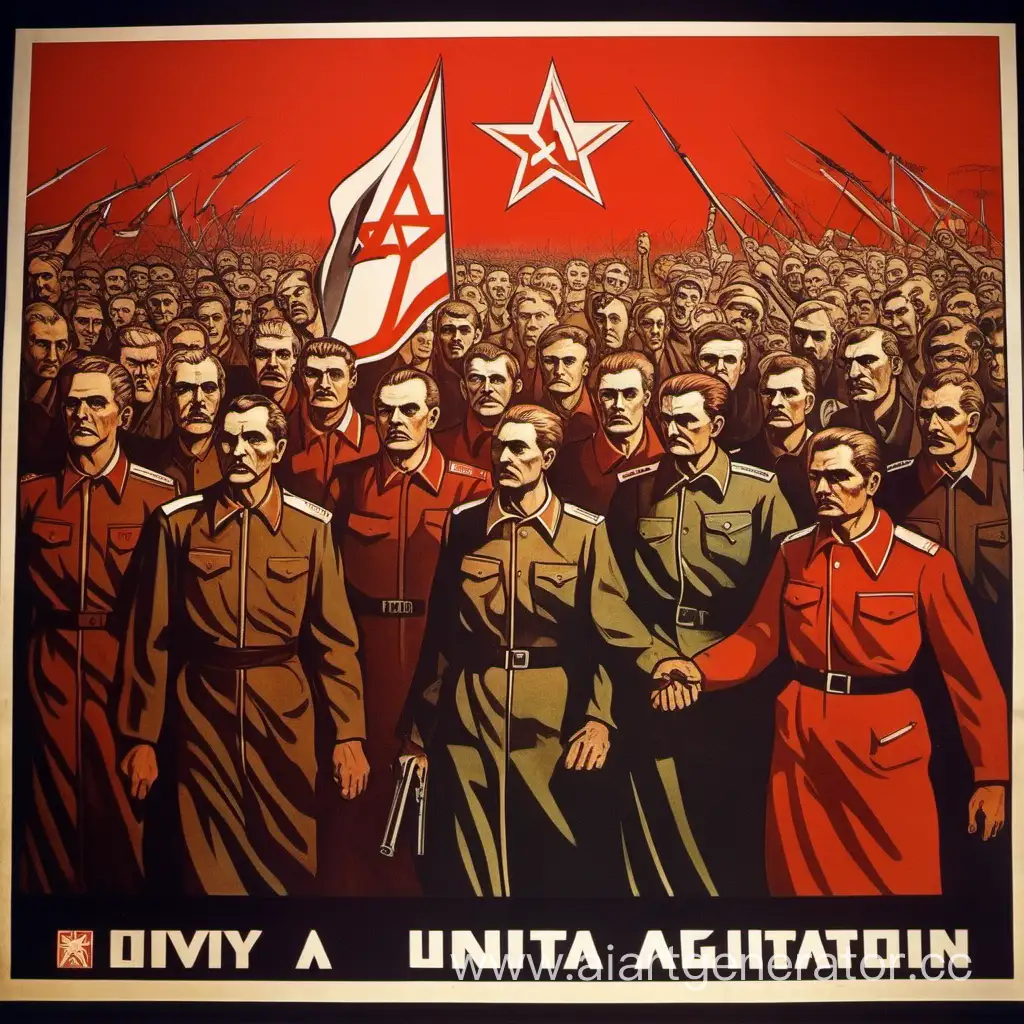 Soviet-Unity-Agitation-Poster-Symbolizing-Strength-Through-Collective-Harmony
