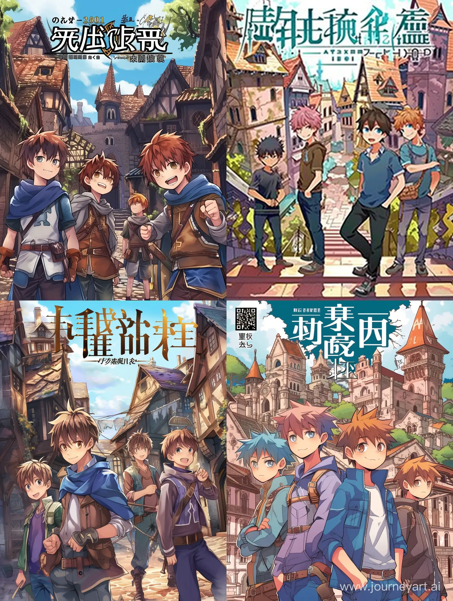 Fantasy-World-Adventure-Four-Boys-and-Enchanting-Buildings